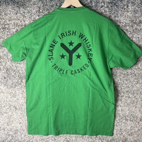 Slane Irish Whiskey Shirt Mens XL Green Graphic Promo Triple Casked T-Shirt Tee - Picture 7 of 7